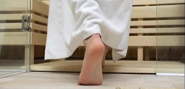  Dane Jones Petite little girl gets facial after sweaty sauna and wet shower
